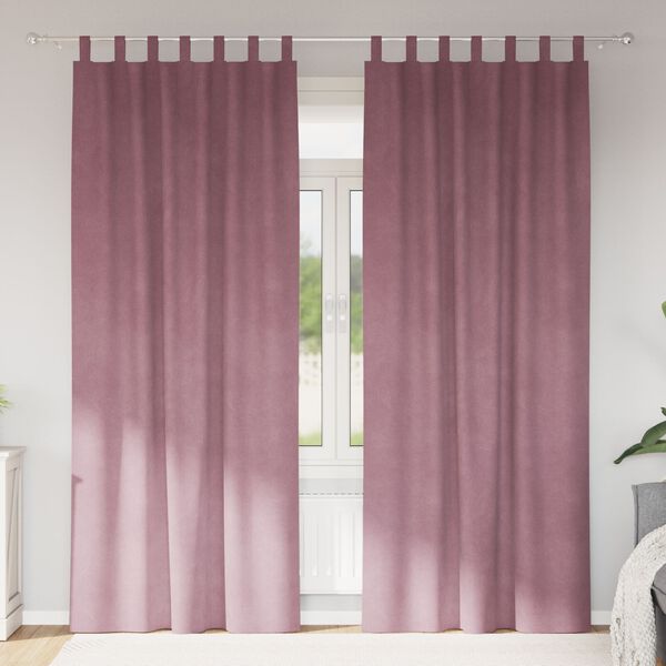 vidaXL M&ouml;rkl&auml;ggningsgardiner 2 pcs M&ouml;rkrosa 140 x 245 cm Sammet