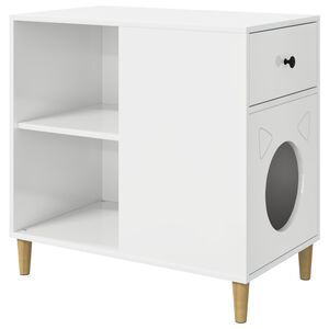 vidaXL Katt hus Glansig Vit 72 x 42,5 x 70 cm Konstruerat tr&auml;