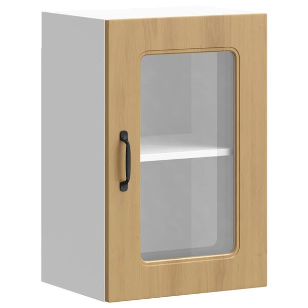 vidaXL V&auml;ggsk&aring;p f&ouml;r k&ouml;k med glasd&ouml;rr Kalmar artisan ek konstruerat tr&auml;