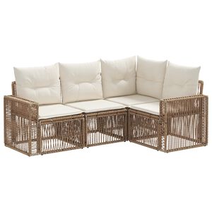 vidaXL Tr&auml;dg&aring;rdsoffset 4 st Beige och kr&auml;mvit konstrotting