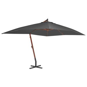 vidaXL Frih&auml;ngande tr&auml;dg&aring;rdsparasoll med tr&auml;st&aring;ng 400x300 cm antracit