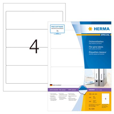 HERMA Permanenta pärmetiketter A4 192x61 mm 100 ark vit
