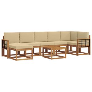 vidaXL Utomhussoffset med kudde 8 pcs Naturlig och Beige