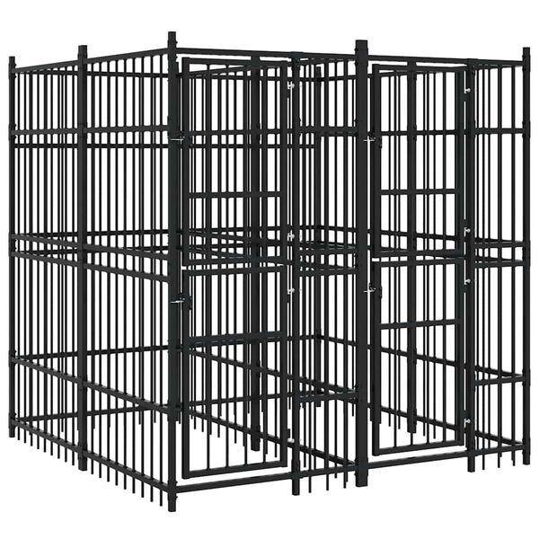 vidaXL Hundg&aring;rd f&ouml;r utomhusbruk st&aring;l 3,69 m&sup2;