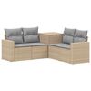 vidaXL Soffset 5 st Beige och Ljusgr&aring; Poly Rattan och st&aring;l
