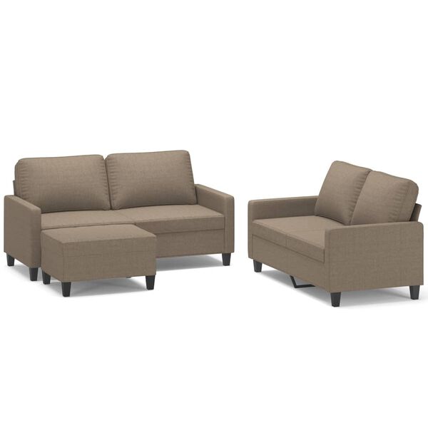 vidaXL Soffgrupp med dynor 3 delar Taupe tyg