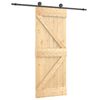 vidaXL Skjutd&ouml;rr Naturlig och svart 70 x 210 cm Massiv furutr&auml;d&ouml;rr