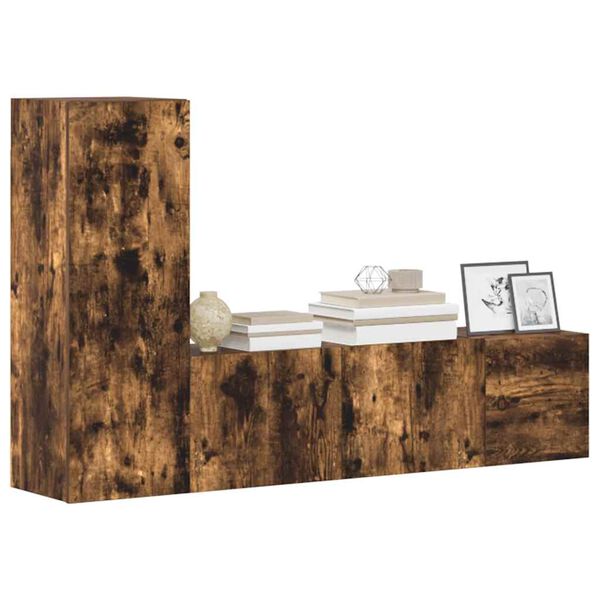 vidaXL TV-sk&aring;p 3 delar r&ouml;kf&auml;rgad ek konstruerat tr&auml;