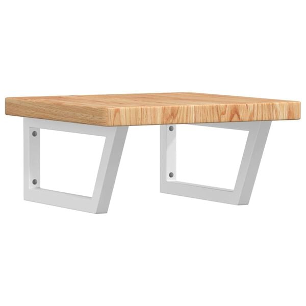 vidaXL V&auml;ggmonterad handfatshylla st&aring;l och massiv ek