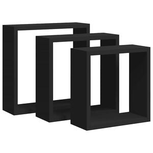 vidaXL V&auml;gghyllor kub 3 st svart MDF