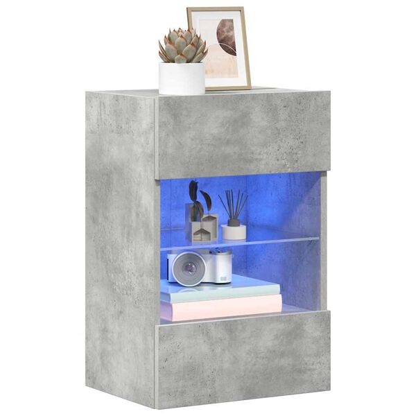 vidaXL Nástenné skrinky s LED osvetlením pre TV 2 st betonggrå 40x30x60,5 cm
