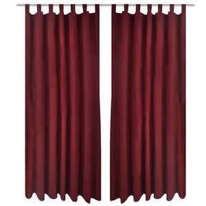 vidaXL 2-pack gardiner med &ouml;glor i vinr&ouml;d microsatin 140 x 175 cm
