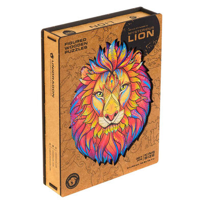 UNIDRAGON Pussel trä 192 bitar Mysterious Lion king size 31x40 cm