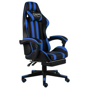 vidaXL Gamingstol med fotst&ouml;d svart och bl&aring; konstl&auml;der