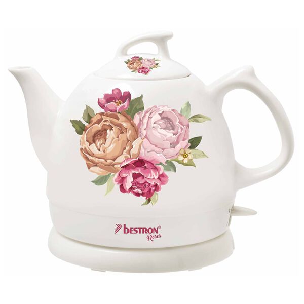 Bestron Keramisk vattenkokare DTP800RO vit 0,8 L rosor