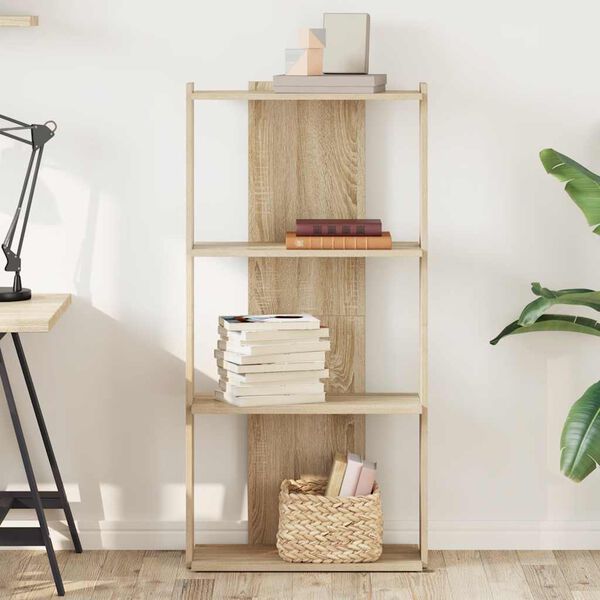 vidaXL Bokhylla 3 hyllplan sonoma-ek 60x30x120 cm konstruerat tr&auml;