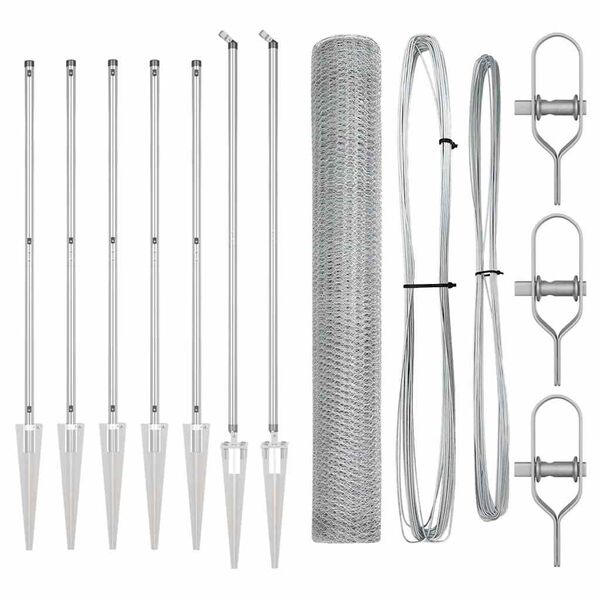 vidaXL St&auml;ngselstolpe Silver 10 x 1,2 m (25 mm n&auml;t) St&aring;l