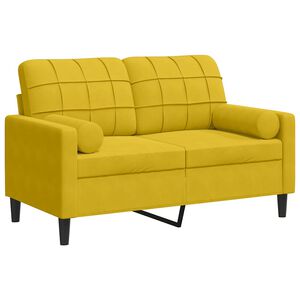 vidaXL 2-sitssoffa med prydnadskuddar gul 120 cm sammet