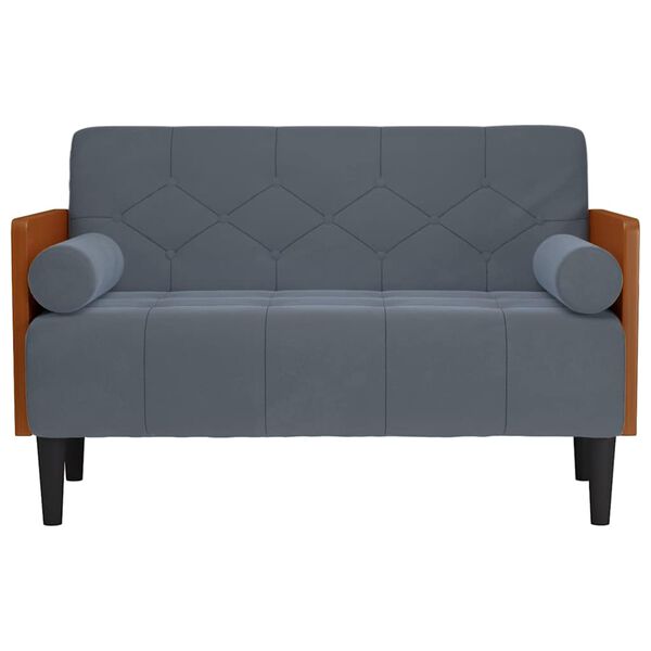 vidaXL Loveseat soffa med dynor m&ouml;rkgr&aring; 110 cm sammet