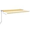 vidaXL Automatisk markis med vindsensor & LED 500x350 cm gul/vit