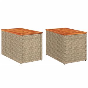vidaXL Tr&auml;dg&aring;rdsbord 2 st beige 55x34x37cm konstrotting massivt tr&auml;