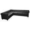 vidaXL Chesterfield H&ouml;rnsoffa 6-sits Svart Konstl&auml;der