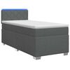 vidaXL Boxspring s&auml;ng med madrass och LED M&ouml;rkgr&aring; Enkel Tyg