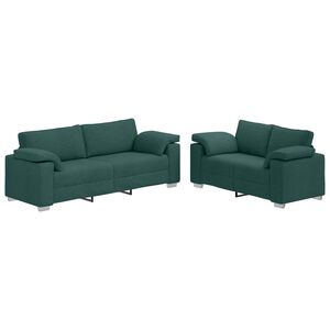 vidaXL Soffa 2 pcs M&ouml;rkgr&ouml;n 219 x 80 x 82 cm tyg