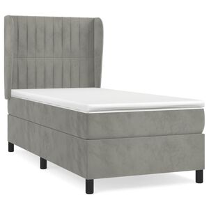 vidaXL Rams&auml;ng med madrass ljusgr&aring; 80x200 cm sammet