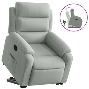 vidaXL Reclinerf&aring;t&ouml;lj med uppresningshj&auml;lp ljusgr&aring; sammet
