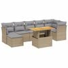 vidaXL Matgrupp f&ouml;r tr&auml;dg&aring;rden med dynor 8 delar beige konstrotting