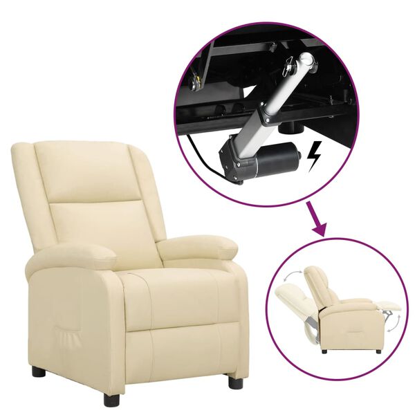 vidaXL F&aring;t&ouml;lj med uppresningshj&auml;lp gr&auml;ddvit &auml;kta l&auml;der