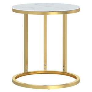 vidaXL Sidobord guld och vit marmor 45 cm h&auml;rdat glas