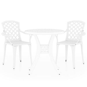vidaXL Caf&eacute;set 3 delar gjuten aluminium vit