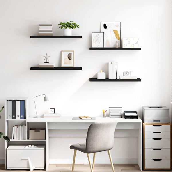 vidaXL Svävande vägghyllor 4 st svart 80x23,5x3,8 cm MDF