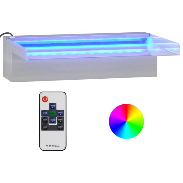 vidaXL Vattenfall med RGB LED rostfritt stål 30 cm