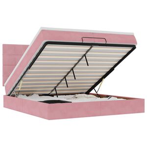 vidaXL Ottoman s&auml;ngram med madrasser rosa 200x200 cm sammet