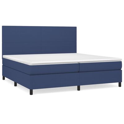 vidaXL Ramsäng med madrass blå 200x200 cm tyg