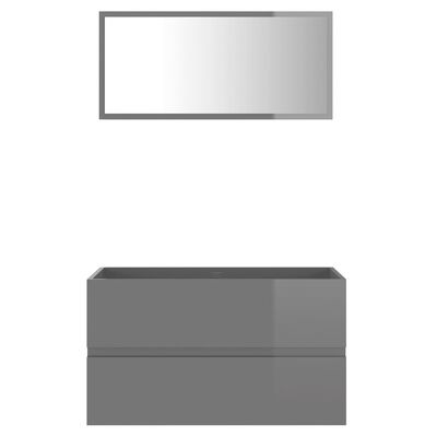 vidaXL Badrumsmöbler set 2 delar grå högglans spånskiva