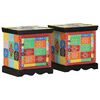 vidaXL S&auml;ngbord 2 st flerf&auml;rgad 40x35x45 cm mango i massivt tr&auml;
