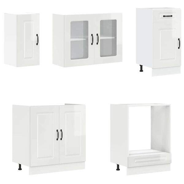 vidaXL Köksskåpsset Kalmar 8 delar högglans vit konstruerat trä