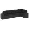 vidaXL Loungegrupp med dynor 6 delar svart konstrotting