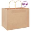 vidaXL Pappersp&aring;sar 50 st med handtag brun 32x22x24 cm