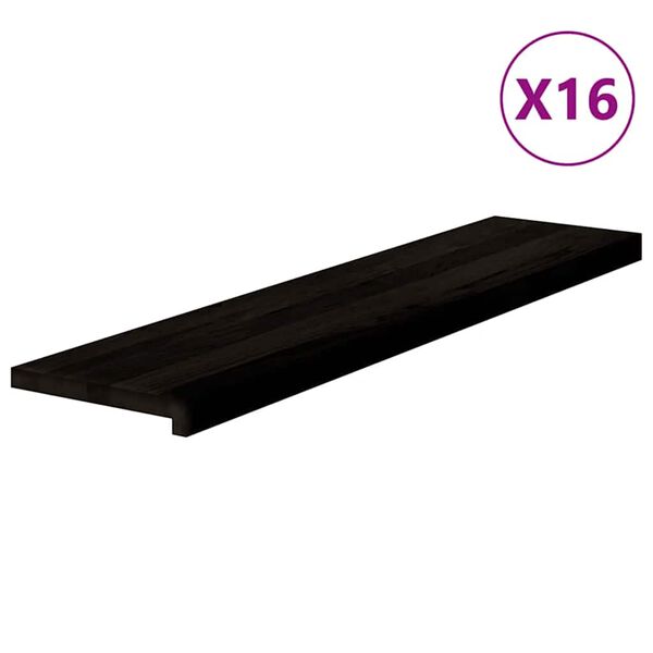 vidaXL Trappstegsmattor 16 pcs m&ouml;rkbrun 110x30x2 cm massiv ek