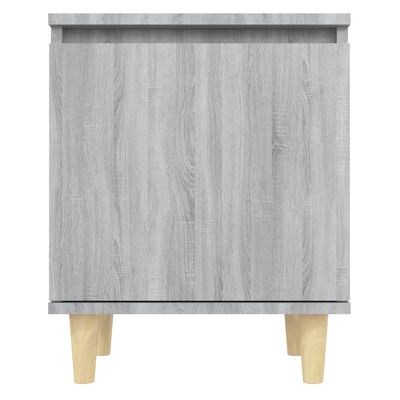 vidaXL Sängbord med massiva träben grå sonoma 40x30x50 cm