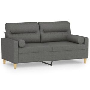 vidaXL 2-sits soffa med prydnadskuddar m&ouml;rkgr&aring; 140 cm tyg