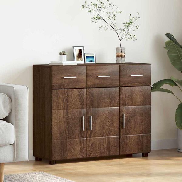 vidaXL Sideboard FLORIN Brun Ek 88,5 x 30,5 x 73 cm Konstruerat tr&auml;