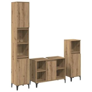 vidaXL Badrumsm&ouml;belset med hylla 3 pcs Artisan Ek Konstruerat tr&auml;