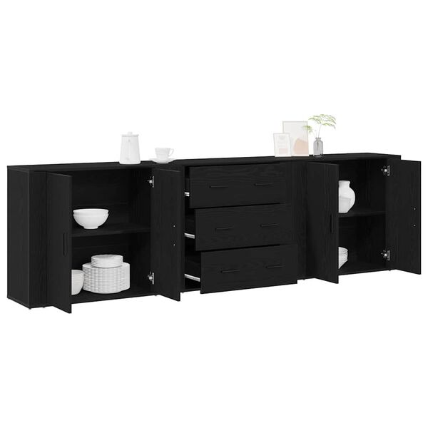 vidaXL Sideboard med l&aring;da Svart Ek 240 x 33 x 70 cm Konstruerat tr&auml;