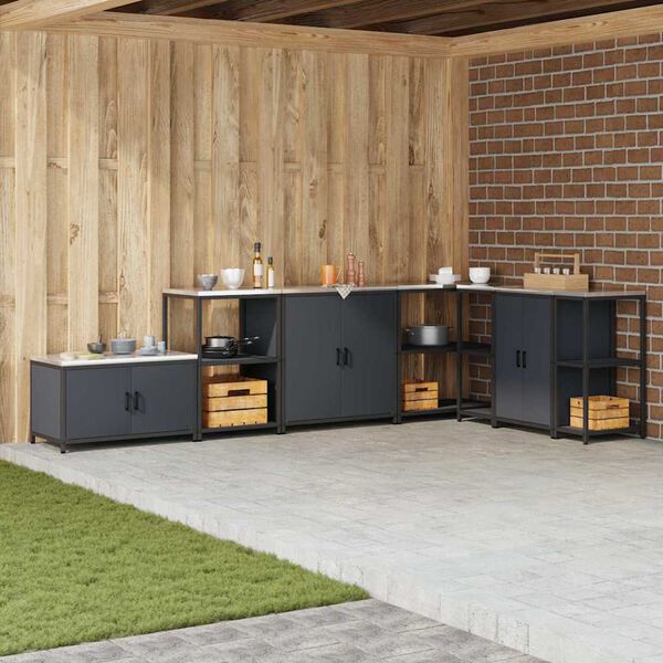 vidaXL K&ouml;ksf&ouml;rvaring med hylla Antracit 60 x 50 x 92 cm St&aring;l